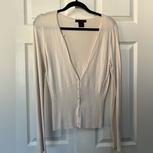 Willi Smith Cream Cardigan Vneck Button Up